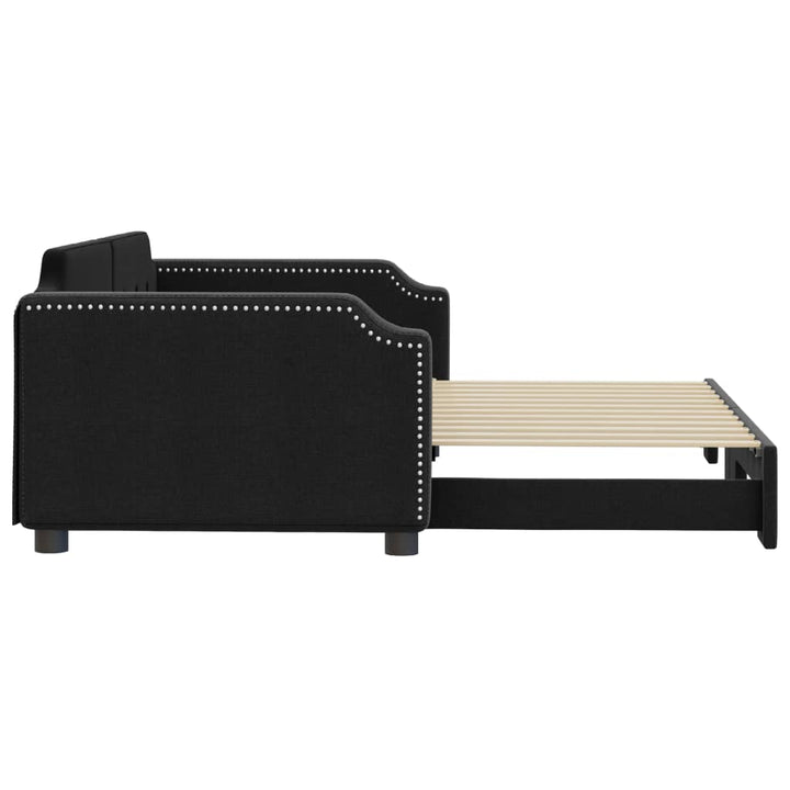 daybed med udtræk 100x200 cm stof sort