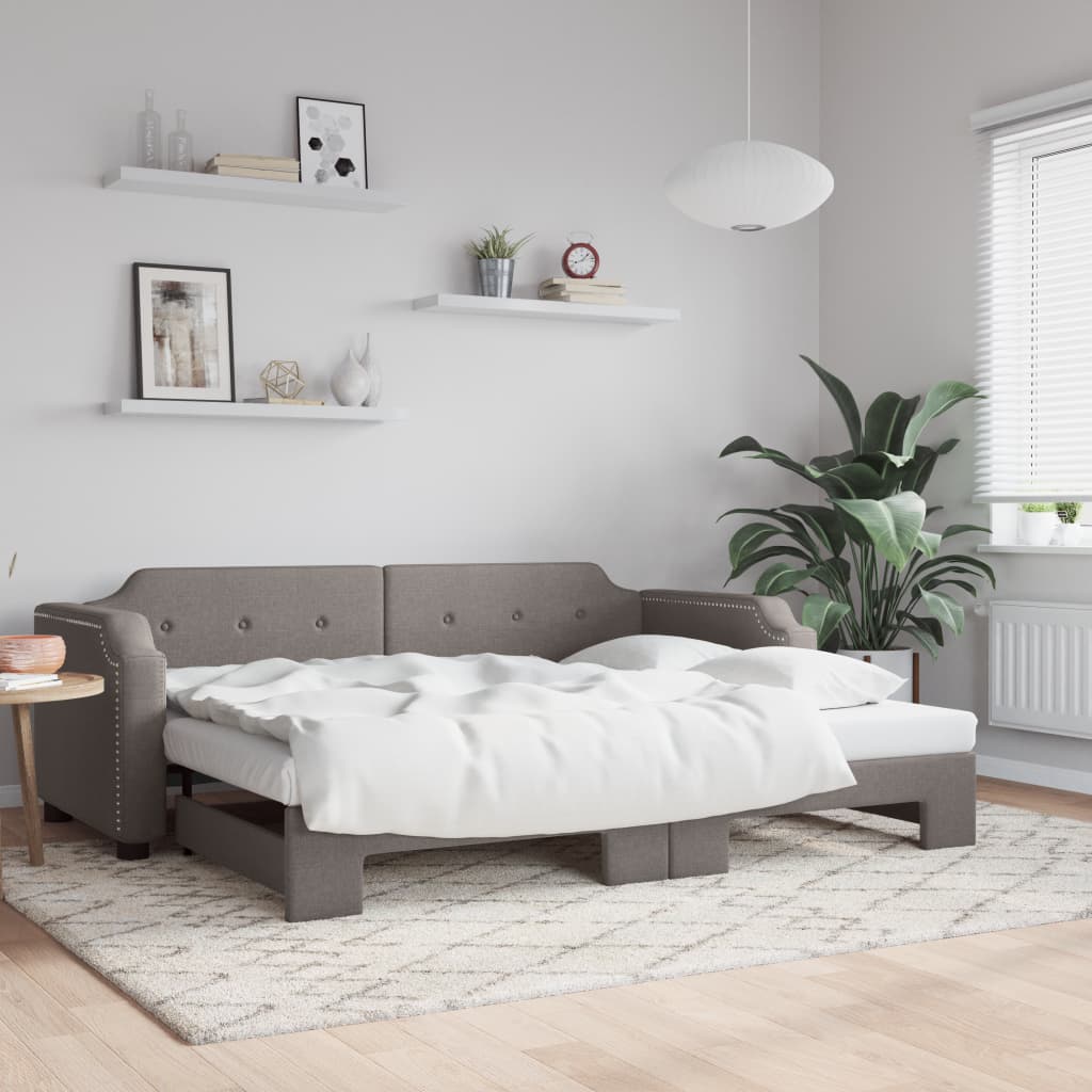 daybed med udtræk 100x200 cm stof gråbrun
