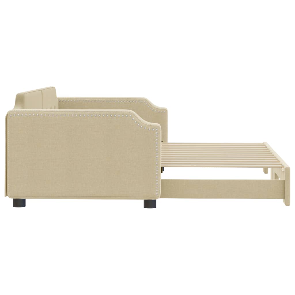 daybed med udtræk 100x200 cm stof cremefarvet