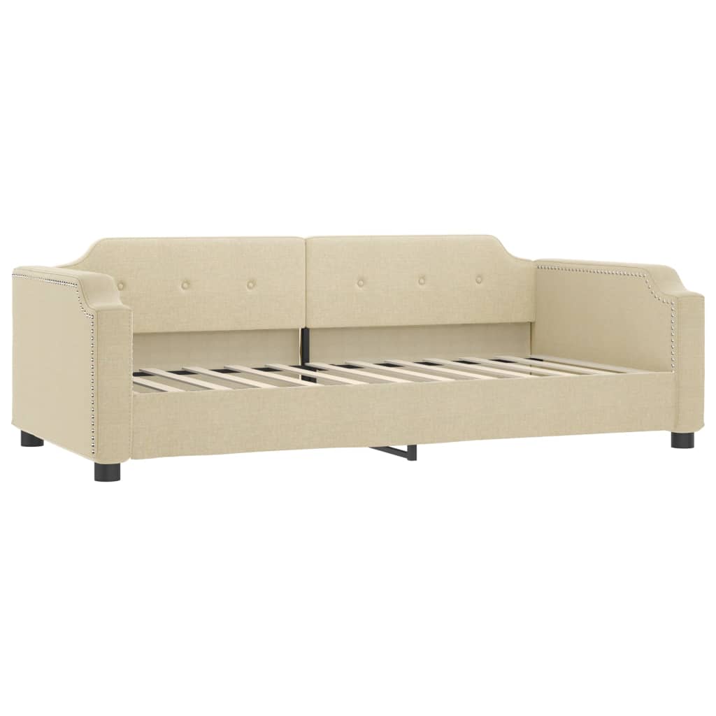 daybed med udtræk 100x200 cm stof cremefarvet