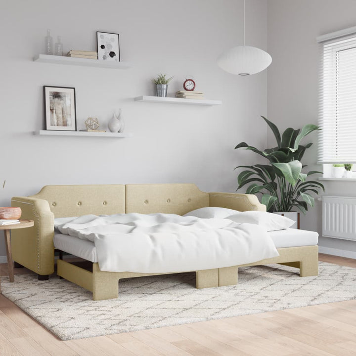 daybed med udtræk 100x200 cm stof cremefarvet