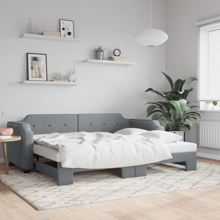 daybed med udtræk 90x190 cm stof lysegrå