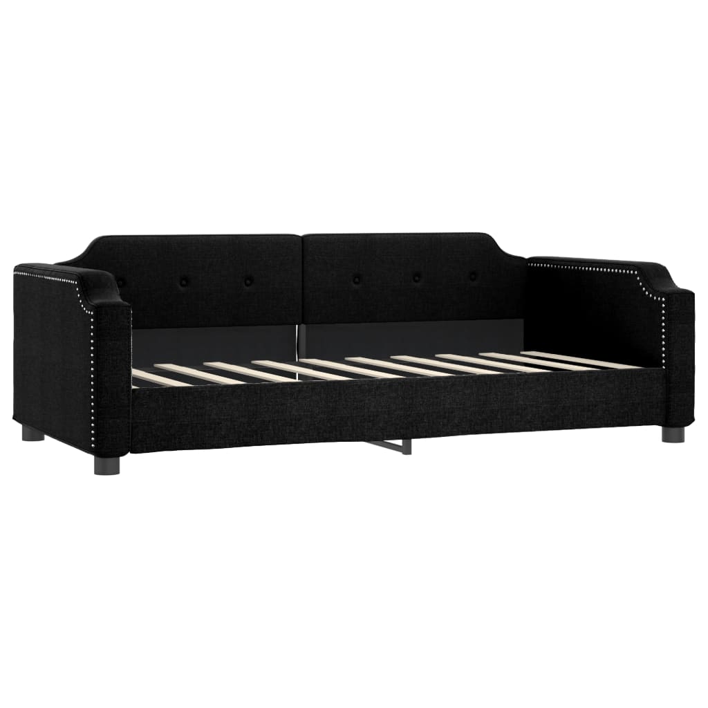 daybed med udtræk 90x190 cm stof sort