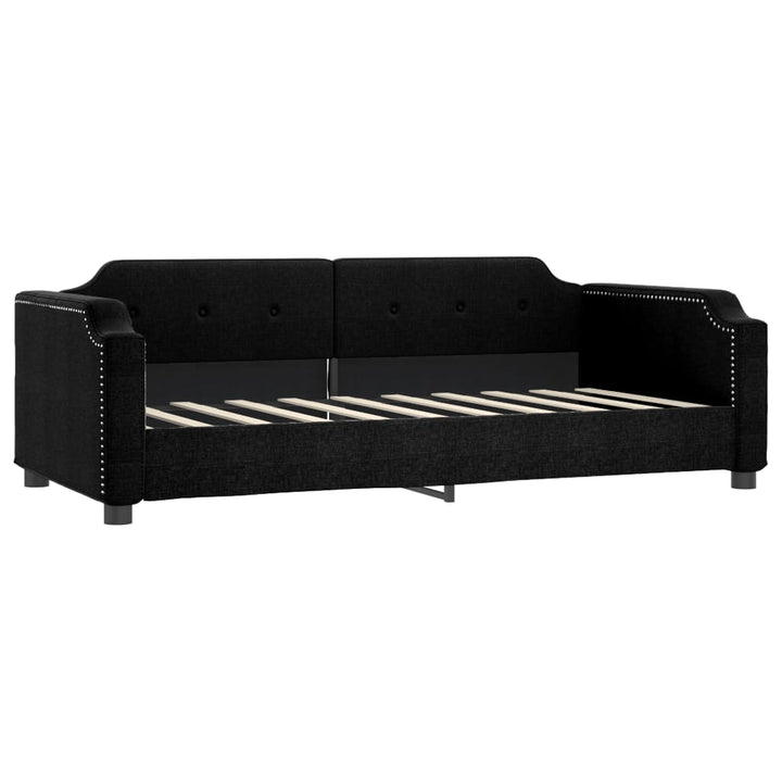 daybed med udtræk 90x190 cm stof sort