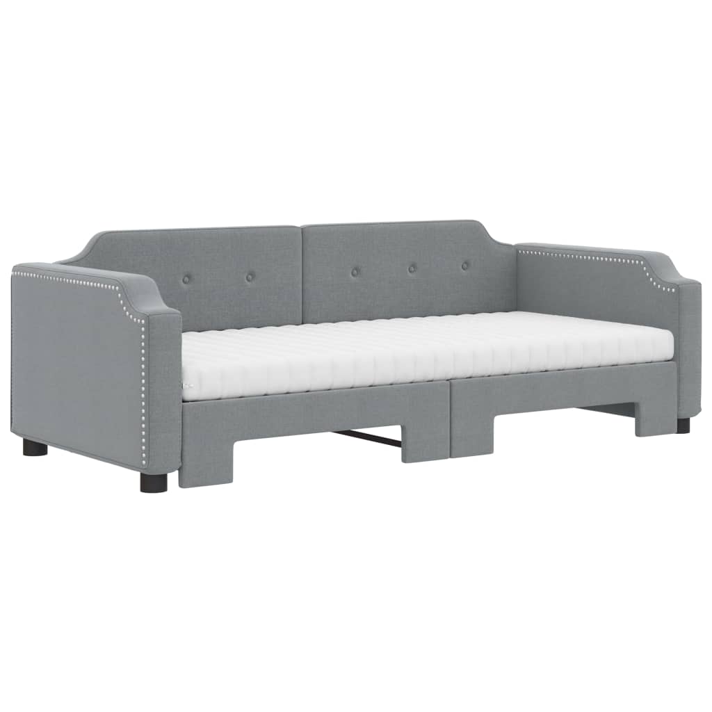 daybed med udtræk og madras 80x200 cm stof lysegrå