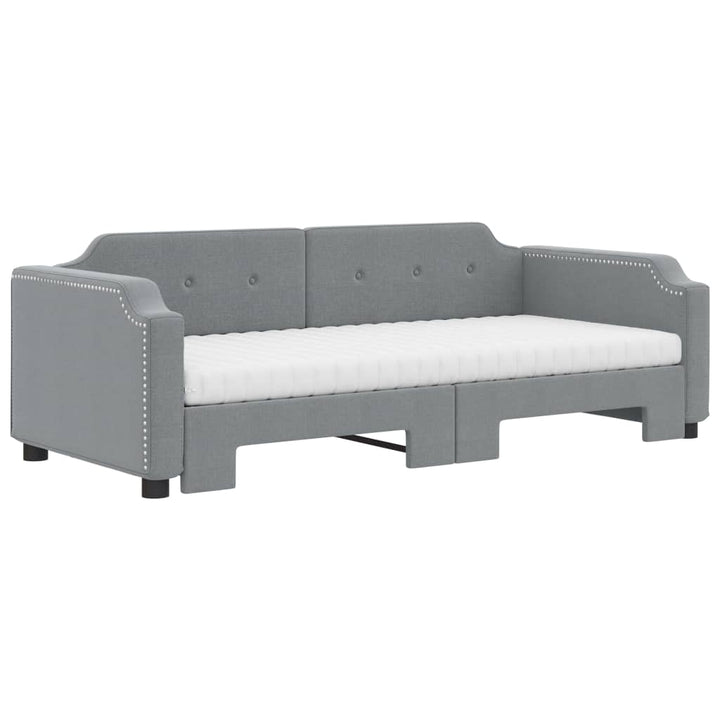 daybed med udtræk og madras 80x200 cm stof lysegrå