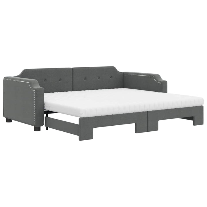 daybed med udtræk og madras 80x200 cm stof mørkegrå
