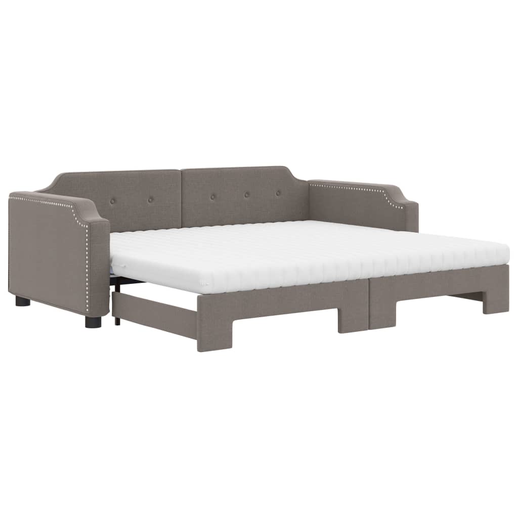 daybed med udtræk og madras 80x200 cm stof gråbrun