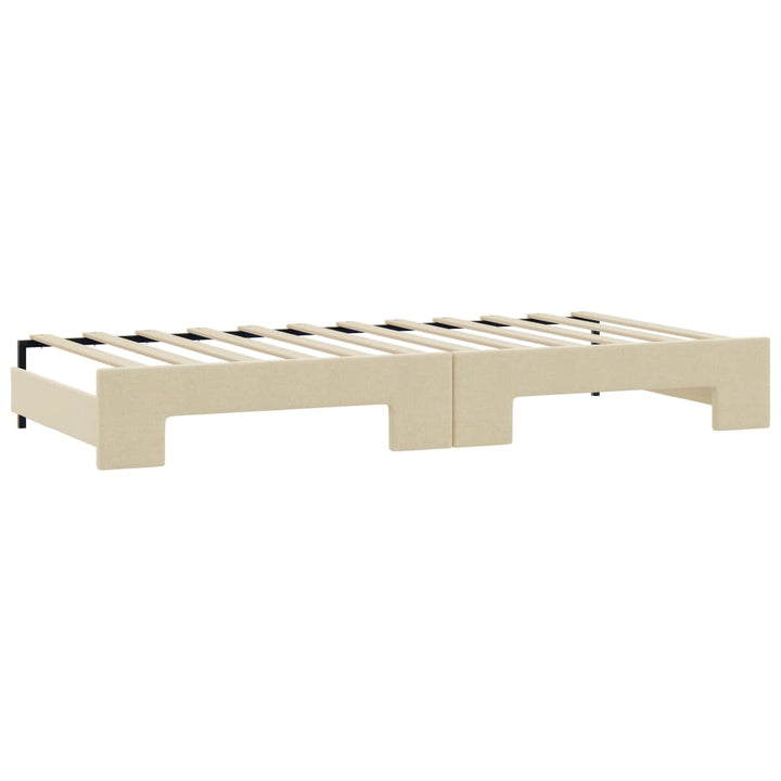 daybed med udtræk og madras 80x200 cm stof cremefarvet