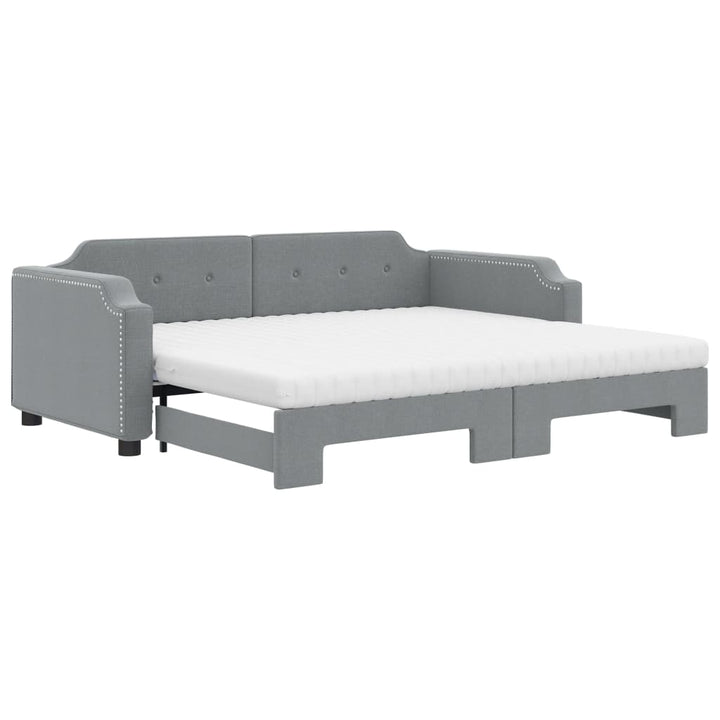 daybed med udtræk og madras 90x200 cm stof lysegrå