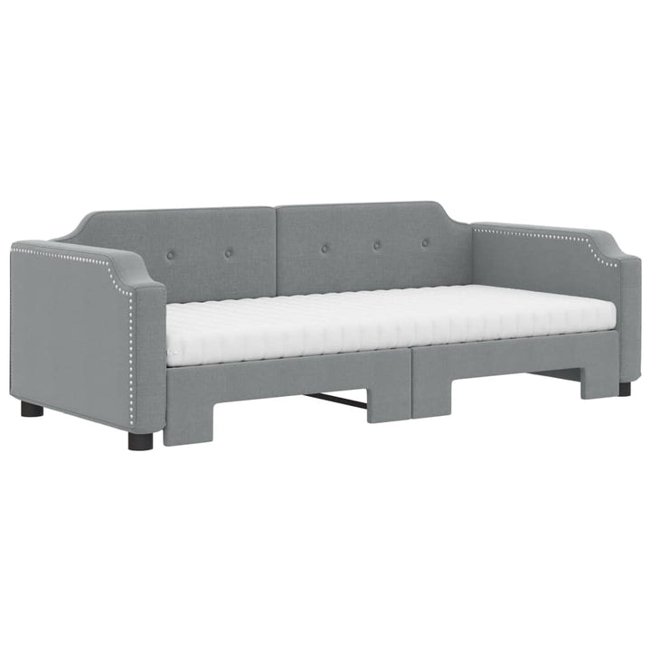 daybed med udtræk og madras 90x200 cm stof lysegrå