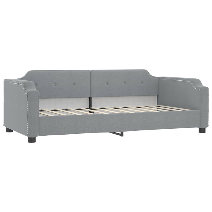 daybed med udtræk og madras 90x200 cm stof lysegrå