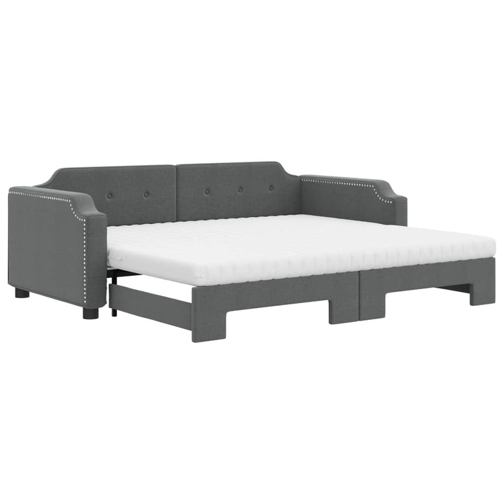 daybed med udtræk og madras 90x200 cm stof mørkegrå