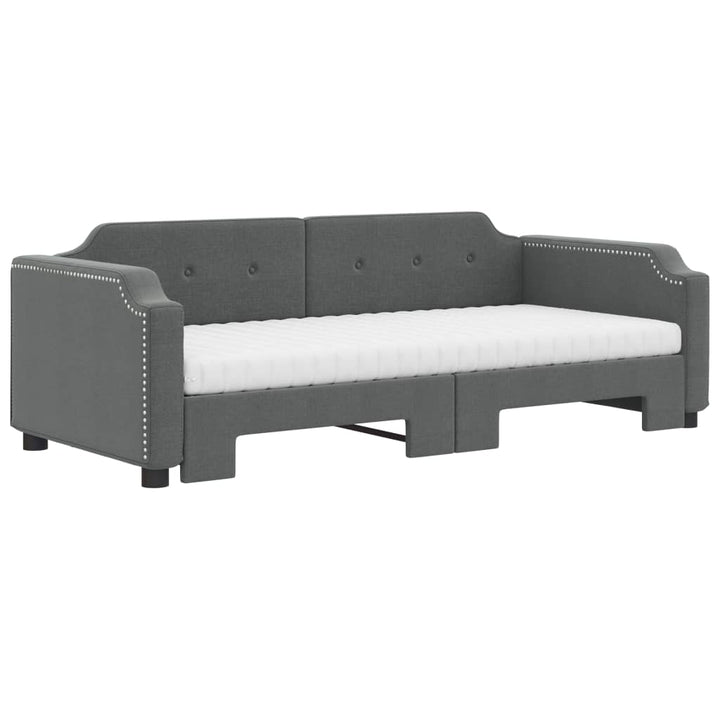 daybed med udtræk og madras 90x200 cm stof mørkegrå