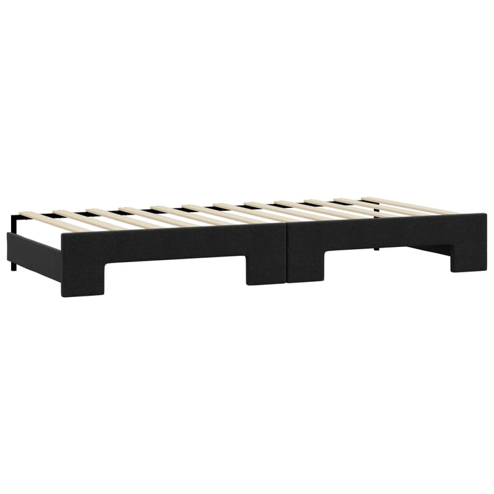 daybed med udtræk og madras 90x200 cm stof sort