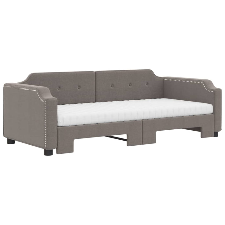 daybed med udtræk og madras 90x200 cm stof gråbrun