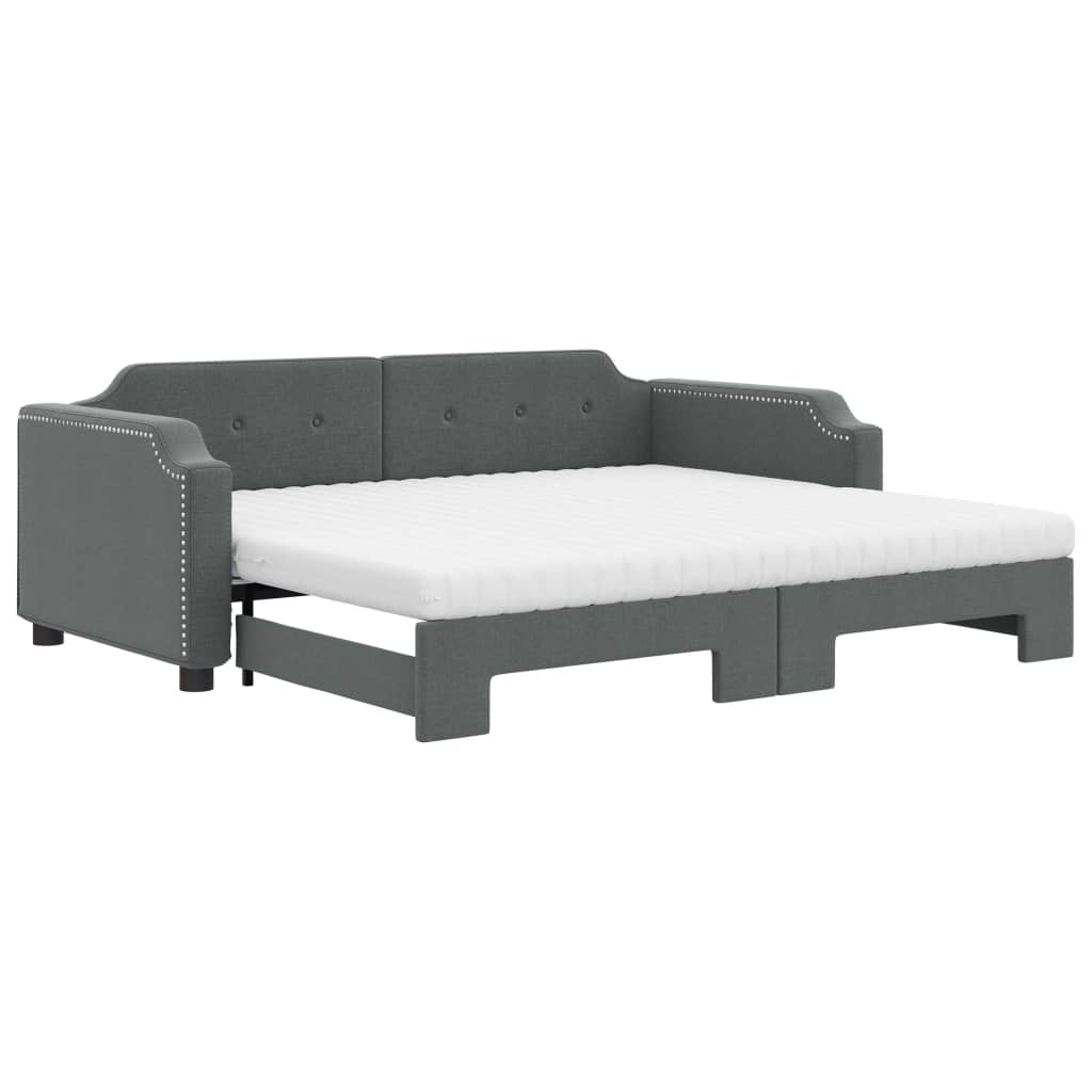 daybed med udtræk og madras 100x200 cm stof mørkegrå