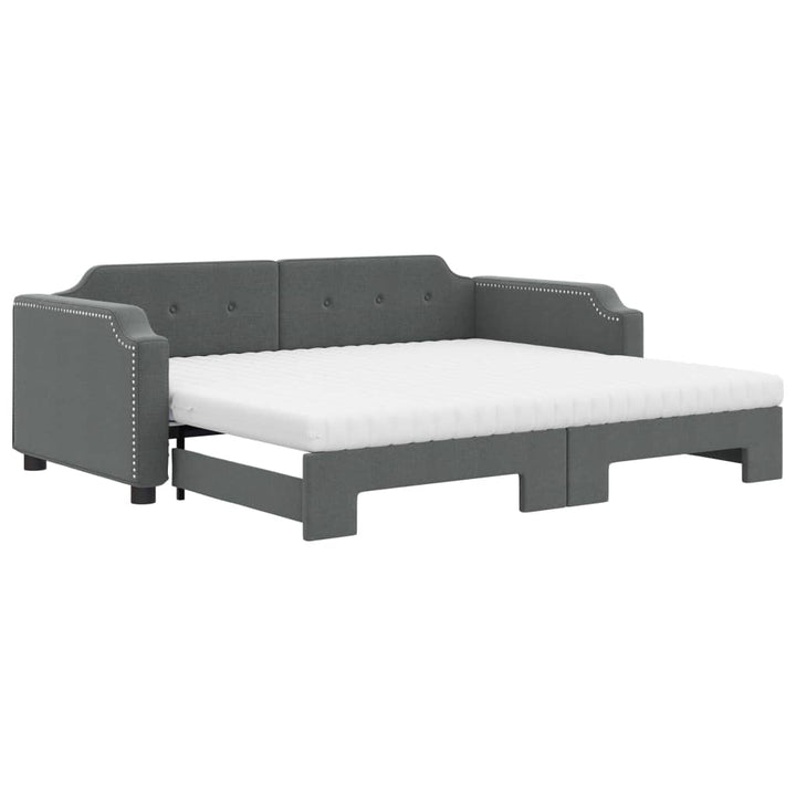 daybed med udtræk og madras 100x200 cm stof mørkegrå