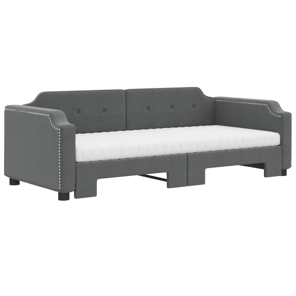 daybed med udtræk og madras 100x200 cm stof mørkegrå