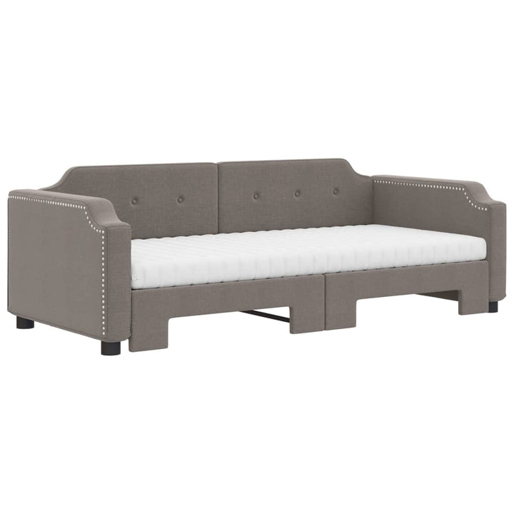 daybed med udtræk og madras 100x200 cm stof gråbrun