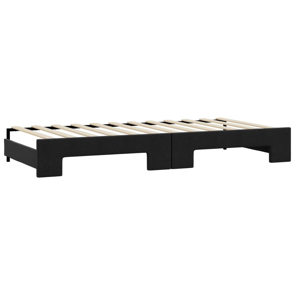 daybed med udtræk og madras 90x190 cm stof sort