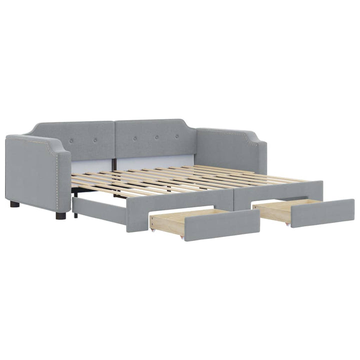 daybed med udtræk og skuffer 80x200 cm stof lysegrå