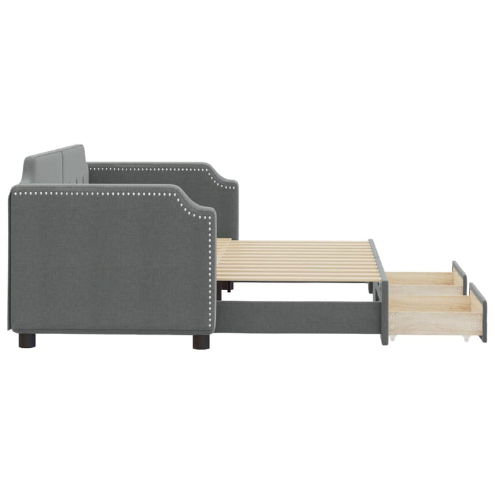 daybed med udtræk og skuffer 80x200 cm stof mørkegrå