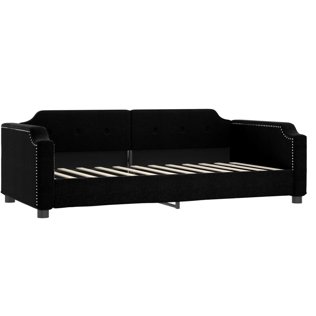 daybed med udtræk og skuffer 80x200 cm stof sort