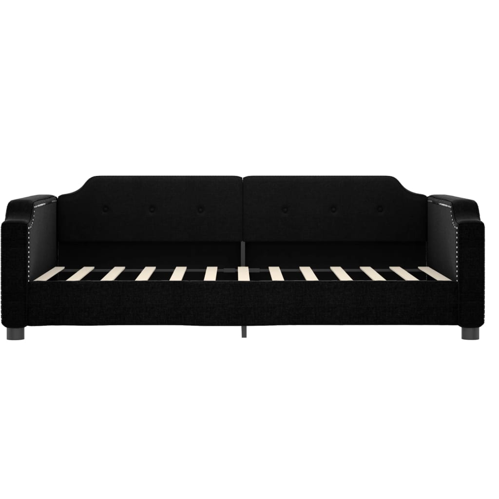 daybed med udtræk og skuffer 80x200 cm stof sort