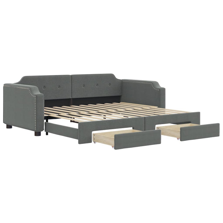 daybed med udtræk og skuffer 90x200 cm stof mørkegrå