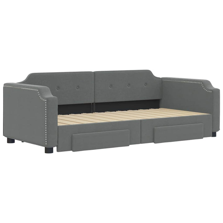 daybed med udtræk og skuffer 90x200 cm stof mørkegrå
