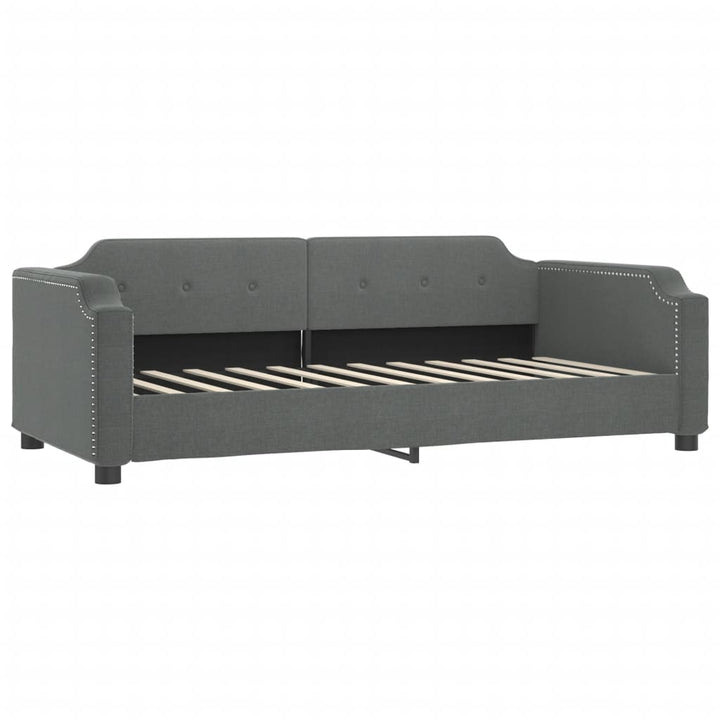 daybed med udtræk og skuffer 90x200 cm stof mørkegrå