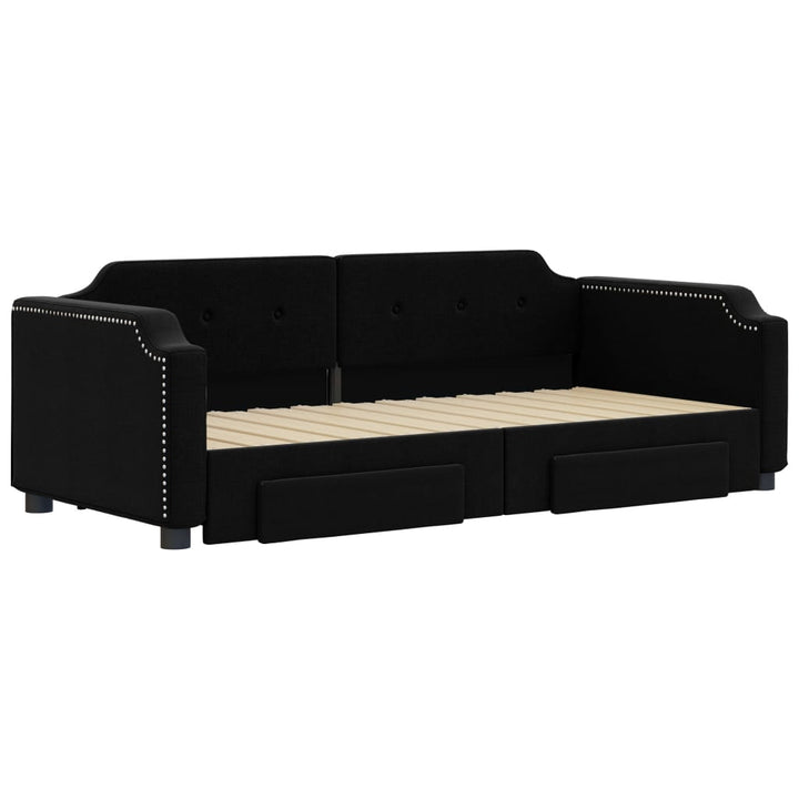 daybed med udtræk og skuffer 80x200 cm stof sort