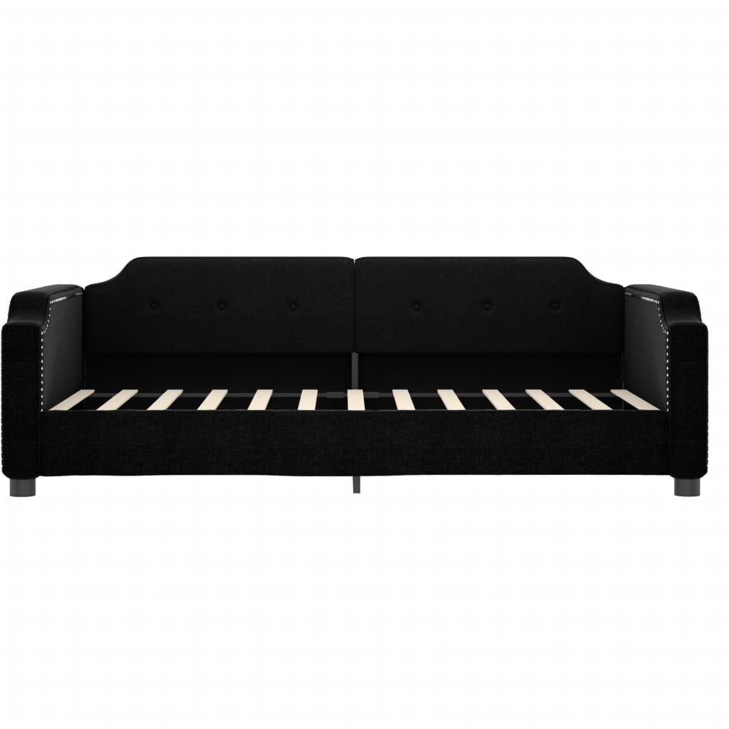 daybed med udtræk og skuffer 80x200 cm stof sort