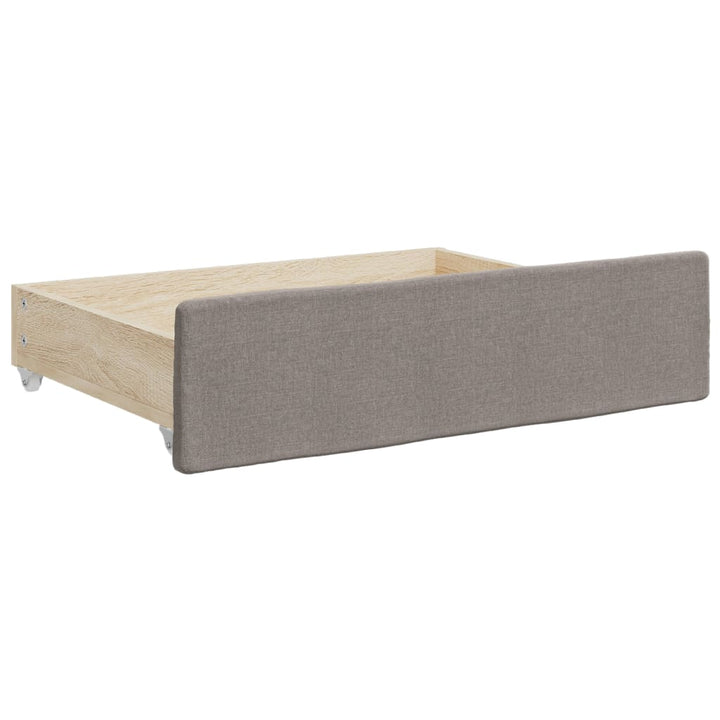 daybed med udtræk og skuffer 90x200 cm stof gråbrun