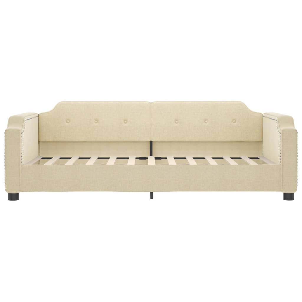 daybed med udtræk og skuffer 90x200 cm stof cremefarvet