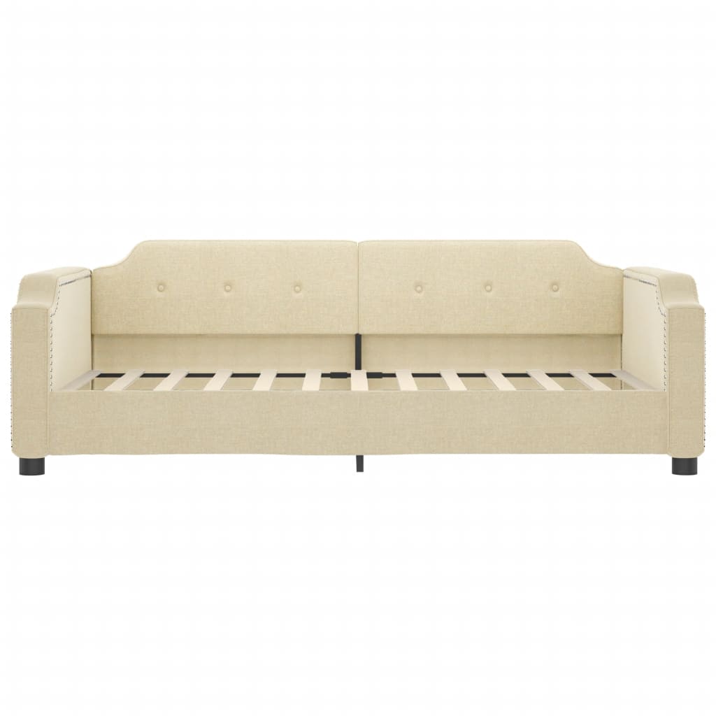 daybed med udtræk og skuffer 100x200 cm stof cremefarvet