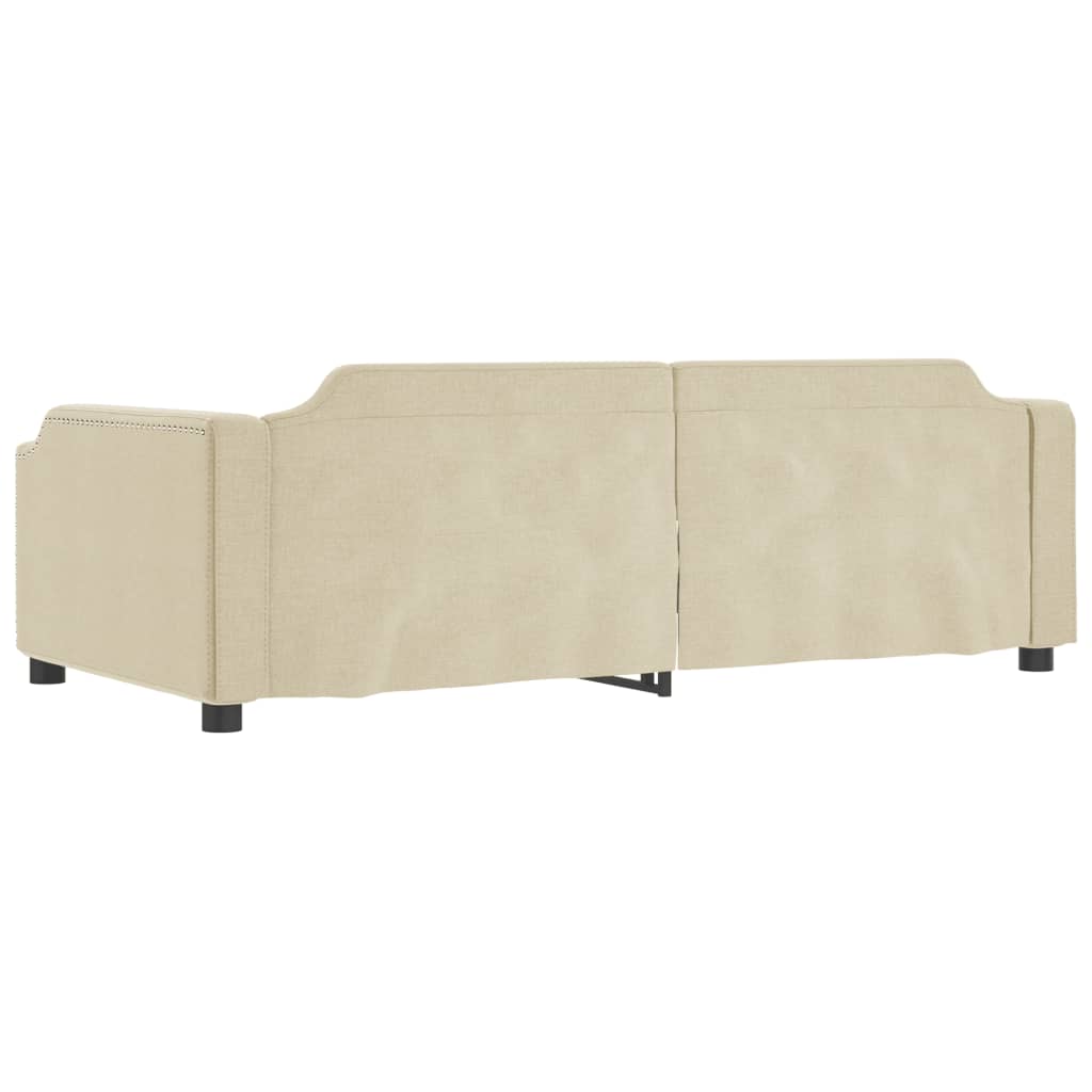 daybed med udtræk og skuffer 100x200 cm stof cremefarvet