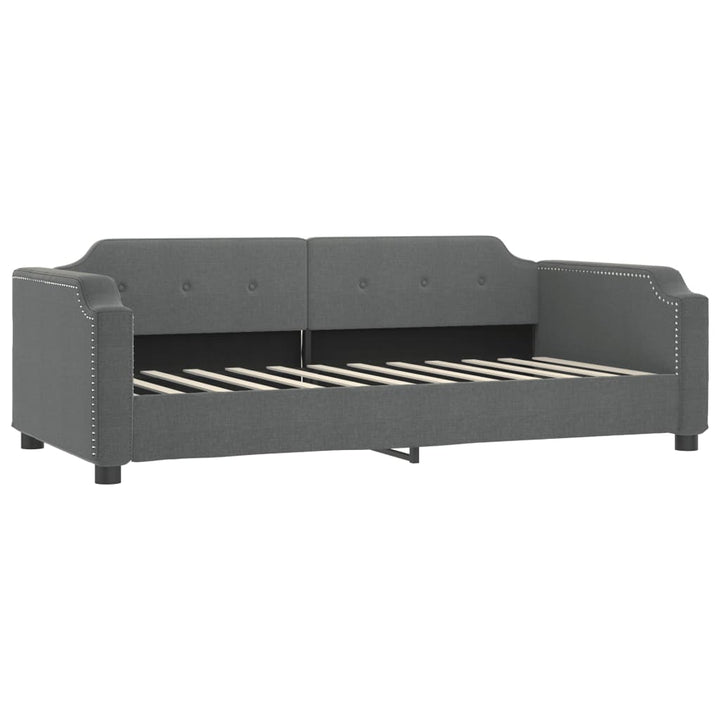 daybed med udtræk og skuffer 90x190 cm stof mørkegrå