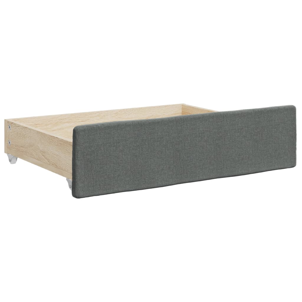 daybed med udtræk og skuffer 90x190 cm stof mørkegrå