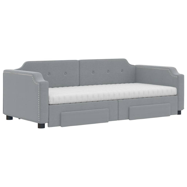 daybed med udtræk og skuffer 80x200 cm stof lysegrå