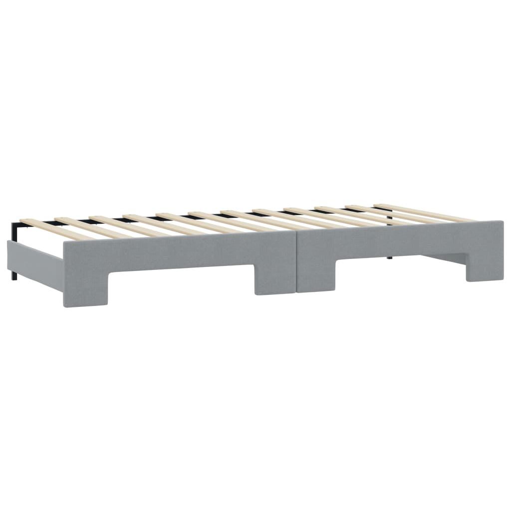 daybed med udtræk og skuffer 80x200 cm stof lysegrå