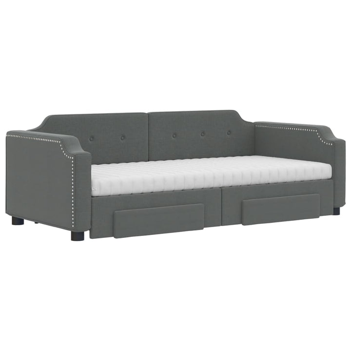 daybed med udtræk og skuffer 80x200 cm stof mørkegrå