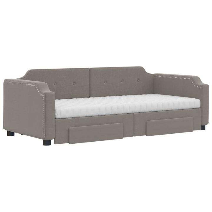 daybed med udtræk og skuffer 80x200 cm stof gråbrun