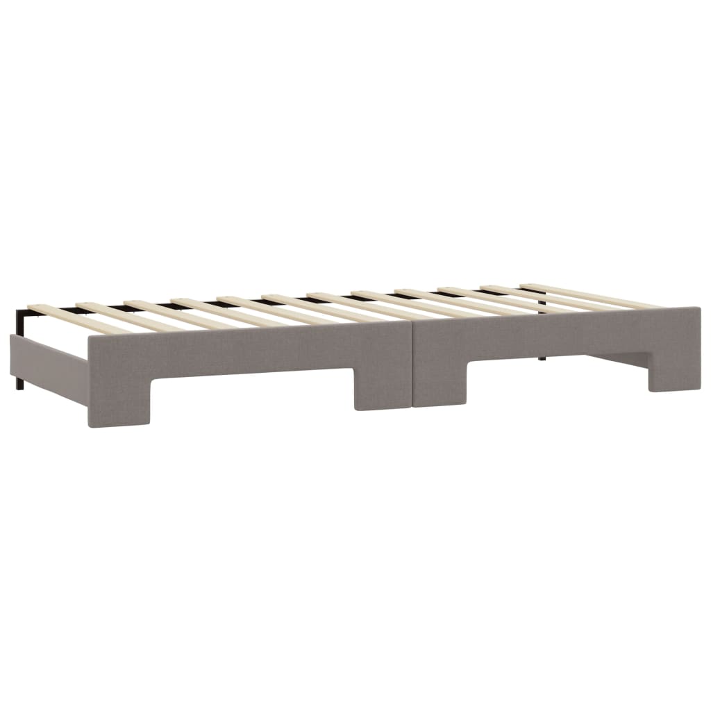 daybed med udtræk og skuffer 90x200 cm stof gråbrun