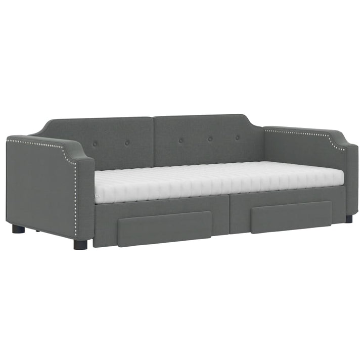 daybed med udtræk og skuffer 100x200 cm stof mørkegrå