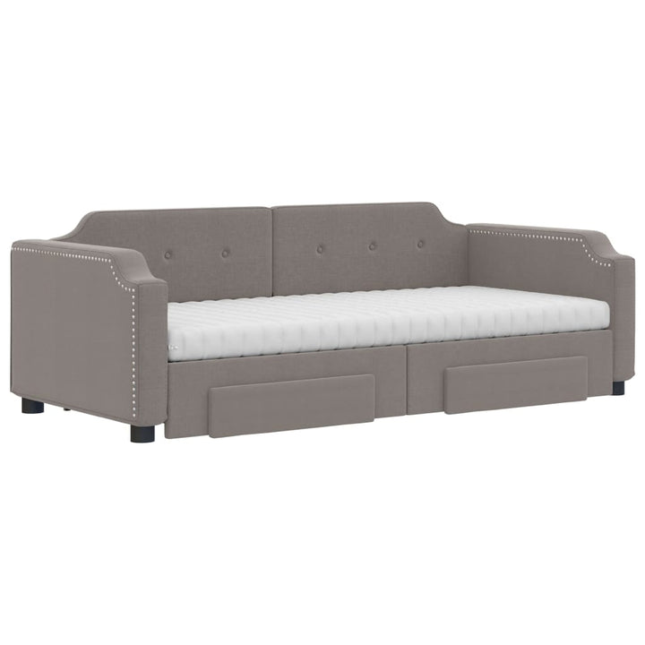 daybed med udtræk og skuffer 100x200 cm stof gråbrun