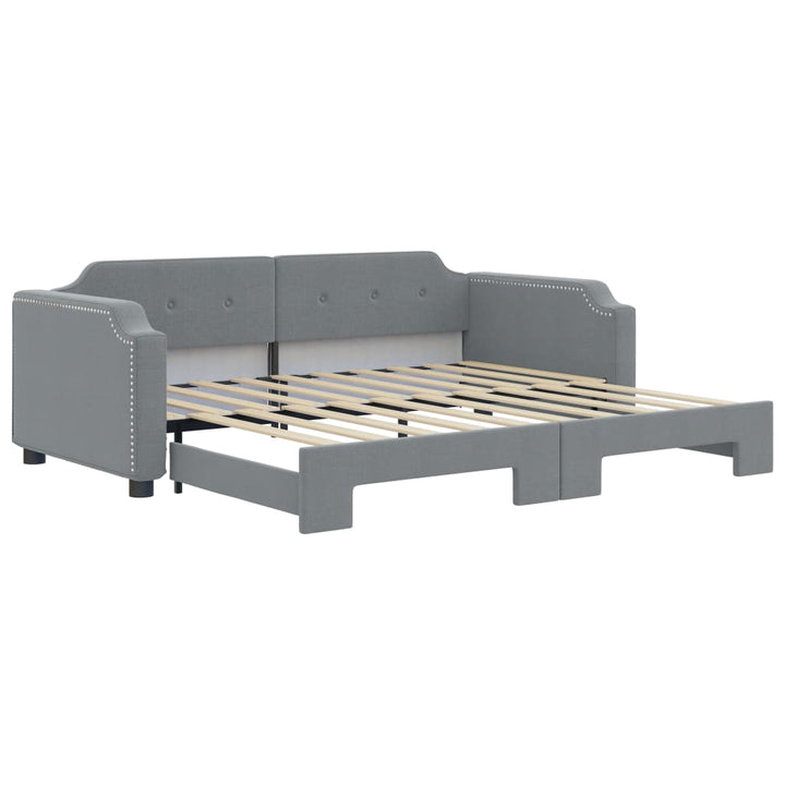 daybed med udtræk 100x190 cm stof lysegrå