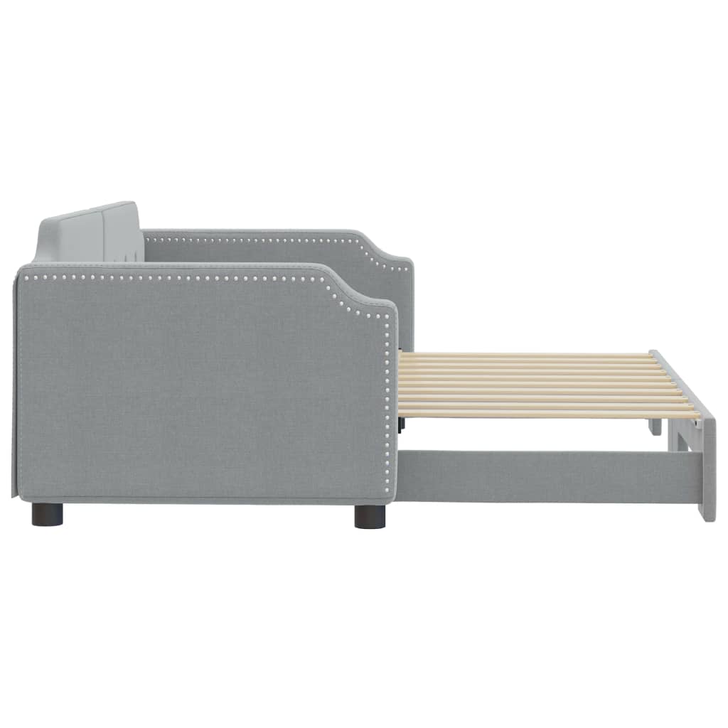 daybed med udtræk 100x190 cm stof lysegrå