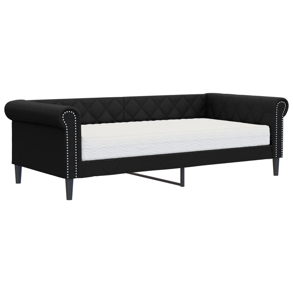 daybed med madras 90x200 cm kunstlæder sort
